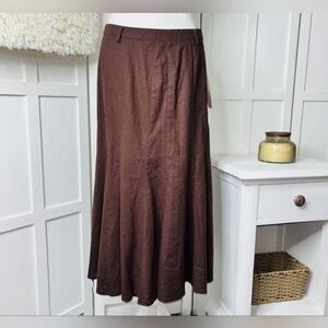 browm linen skirt